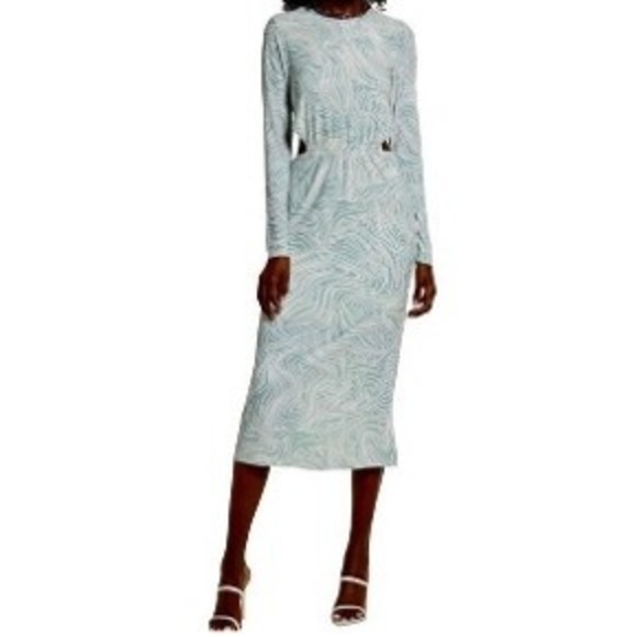 Open Edit Dresses & Skirts - Open Edit Long Sleeve Side Cut Out Dress Seafoam green and White, Sz XXS